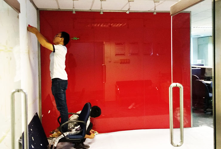 碩達(dá)(上海)國際貨運(yùn)廈門分公司前臺形象墻施工制作流程