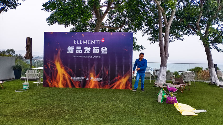 背景噴繪桁架搭建—簽到板背景制作